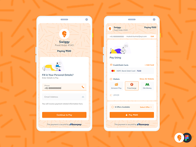 Razorpay Checkout | Swiggy app brand checkout design fintech food payment product tech ui ux