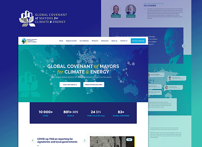 Global Covenant of Mayors (GCOM) blue climate desktop mayor ui uxdesign web web design