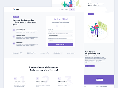 Trivie - Landing Page Design conversions homepage landing page landing page ui layout light purple user interface ux ui website websites