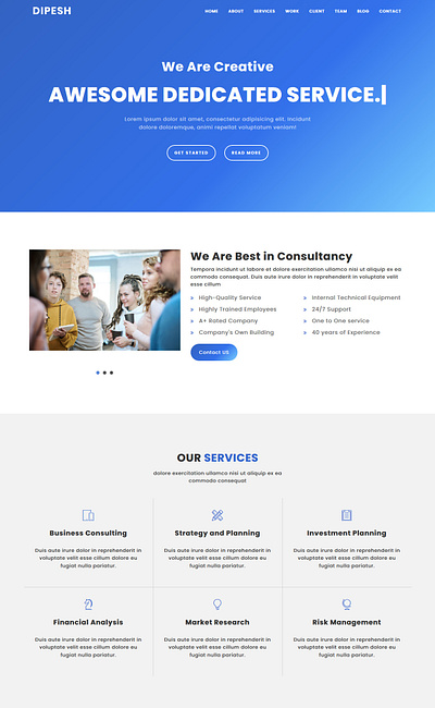 Dipesh - Creative Agency HTML Template agency bootstrap business company corporate creative finance modern multipurpose parallax portfolio startup