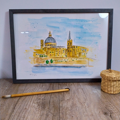 Valletta, Malta fine arts illustration malta painting sketch traveling travelsketch watercolor watercolour