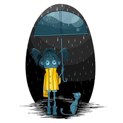Rainy Day blue design flat illustration illustration art illustrator vector yellow