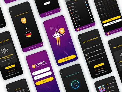 Selected VPN | Dark mode | Proxy App Deisgn application creative design dark design digital mobile ui proxy ui uidesign uiux user interface design ux visual design vpn