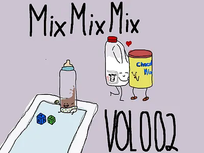 MixMixMix vol 002 album art branding cartoon chocolate milk gimp illustration