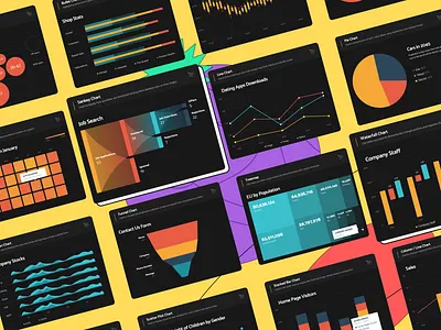 Visual Data Pack from thePenTool asset chart charts data visulization data viz design asset design resource funnel horizon pie chart premium sankey scatter thepentool tiles treemap