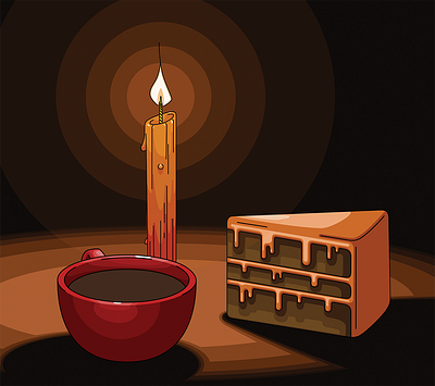 Coffee and Cake cake candlestick coffee design flat illustration illustration art illustrator vector warm