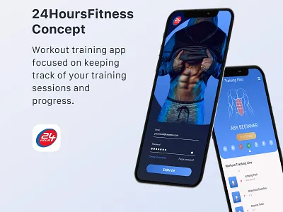 24HoursFitness Concept App P1 adobe photoshop adobe xd app branding branding and identity concept design design fitness app gym mobile mobile design modern neon neon light productdesign responsive training app ui ux workout