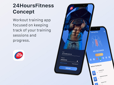24HoursFitness Concept App P1 adobe photoshop adobe xd app branding branding and identity concept design design fitness app gym mobile mobile design modern neon neon light productdesign responsive training app ui ux workout