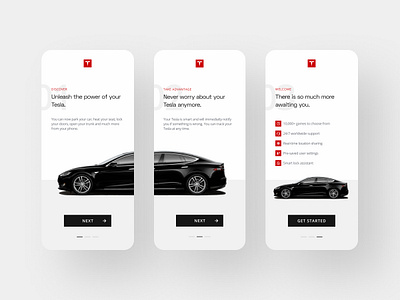 Daily UI 23 — Onboarding 023 app car clean daily ui dailyui dailyui 023 electric car mobile mobile app onboarding simple tesla ui ui ux ux