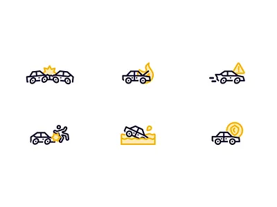 Car Insurance icons accident car crash fast fire icon insurance secure