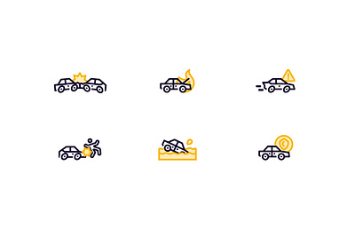 Car Insurance icons accident car crash fast fire icon insurance secure