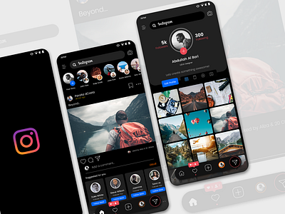 Instagram App - Redesign Concept adobe xd app card design clean dark dark mode dark ui debut float icon inspiration instagram instagram dark instagram stories minimal redesign social app trend ui uiuxdesign