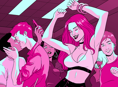 Movement artdirection dance illustration neon nightclub panama party pink