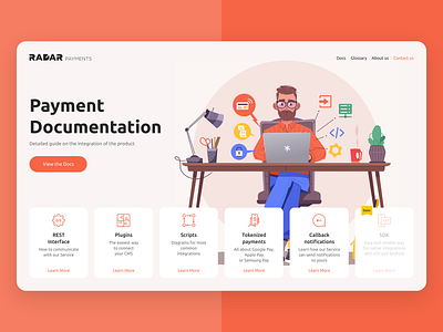 Payment documentation main screen documentation four bureau four buro illustration payment ui ux web design