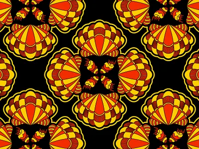 PAT5 01 black coral pattern sea shell vector yellow