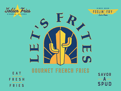 Let's Frites arizona branding cactus design food truck french fries fries logo