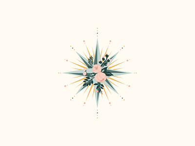 Boundless Radiant Floral Burst Compass artwork avatar branding children book illustration color color palette compass design fine art floral flowers icon illustration logo stationery design vector