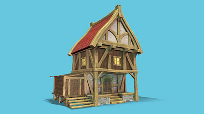 Stylized Medieval House 3d 3d art house lowpoly medieval model stylized