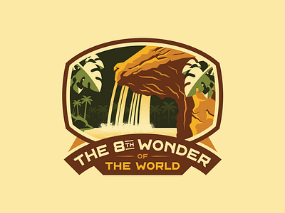 8th Wonder of the World adventure adventureland badge badge logo congo queen disney disney art disneyland font jungle jungle cruise logotype palmtree quest river sticker tropical typeface waterfall