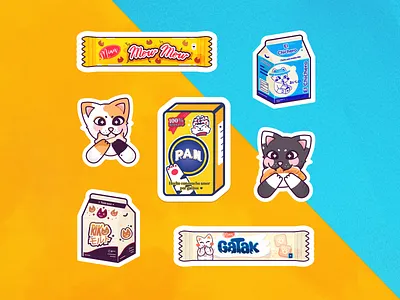 Cute stickers arepa cat chocolate flour illustration sticker venezuela venezuelan white