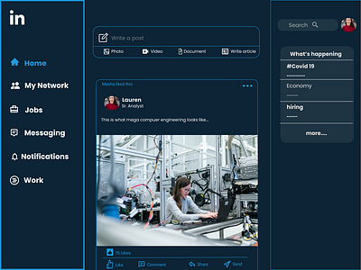 Linked-in dark mode revamped