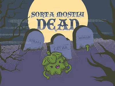 Beer can label design beer cemetery comic good knife studio grave illustration merchandising packagign zombie