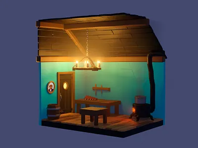 Scumm Bar Kitchen 3d blender kitchen lowpoly monkey island