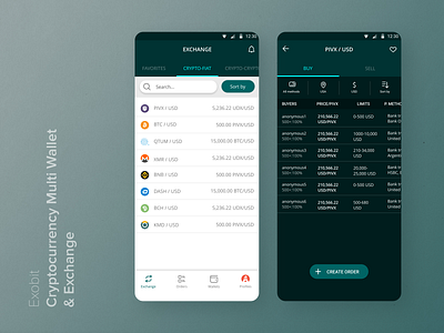 Exobit Cryptocurrency Exchange app design interface navigation bar ui uidesign uiux ux wallet wallet app