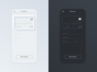 Credit Card Checkout app app design black black white checkout creditcard mobile neumorph payment ui