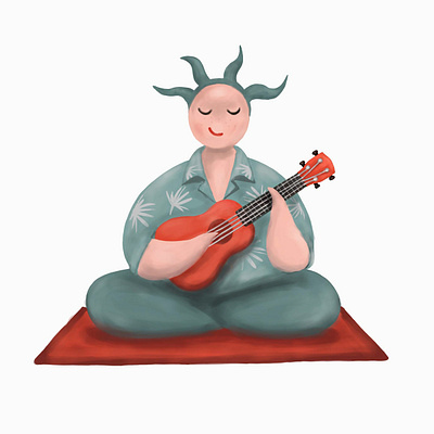 Ukulele player character illustration music musician summer ukulele