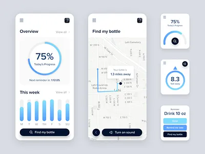 Smart Water Bottle - Hydration Reminder app apple watch blue bottle design health hydration light mobile reminder smart ui ux watch water
