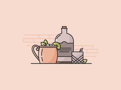 Happy Hour cocktail drink fancy cocktails glass happy hour icon iconography illustration lineart moscow mule old fashioned whiskey