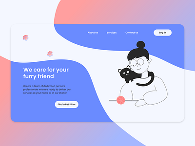 Daily UI - Landing Page adobe illustrator adobe xd cat dailyui design illustration paw pets ui uidesign web