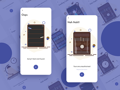 Empty States Item not Found Unauthorised adobe illustrator app branding elearning emptystate illustration mobile ui mobileinspiration ui uiux ux vector