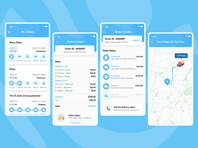 Order Details & Track Order Screens For Laundry Customer App laundry app mobile app development uiuxdesign