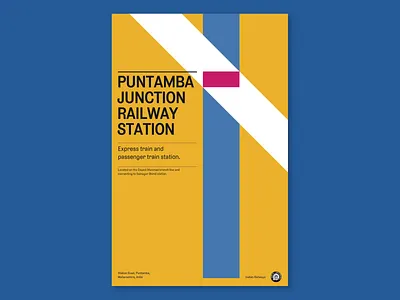Wikipedia Challenge - Puntamba Junction V2 aesthetic clean colorful destihl india layout poster poster a day poster art poster challenge poster design posters train train station travel typography yellow