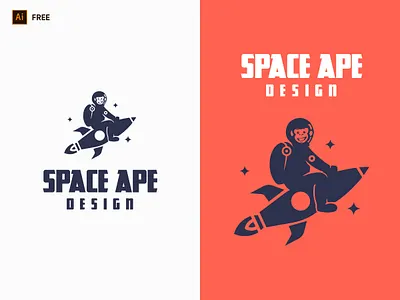 Space Ape Design Logo branding design logo design studio logo dribbble free download freebies graphic graphic design logo logo free download monkey logo space logo ui ux design