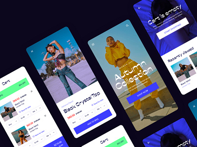 Shopping application button card cards design cart clothes design discount list mobile mobile app mobile app design mobile ui mobile uiux mobile ux picture quantity save shopping subtitle title