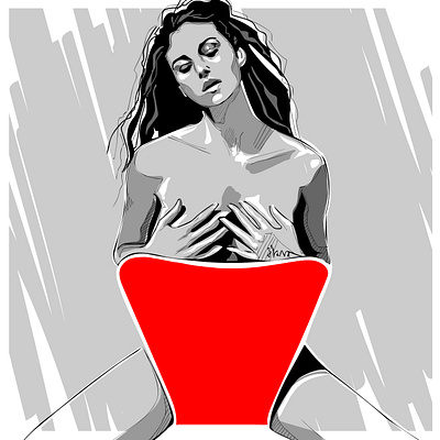 Red-hot adobe art digital portrait drawingart erotica fashion illustration fashion illustrator illustration digital illustrations poster vector illustration
