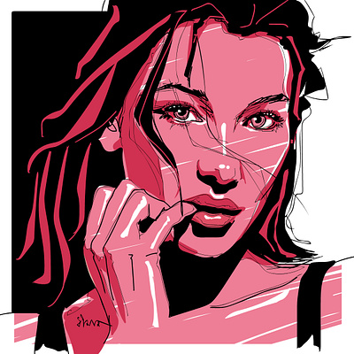 Bella Hadid adobe art digital portrait drawingart erotica fashion illustration fashion illustrator illustration digital illustrations poster vector illustration