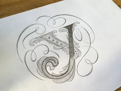 Y-Letter flourishes lettering sketch