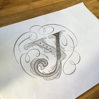 Y-Letter flourishes lettering sketch