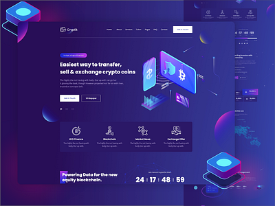 Crypto Currency & ICO landing Page bitcoin bitcoin landing blockchain cryptocurrency design eth ico admin ico token illustration landing landing design landing page landing page design landingpage web