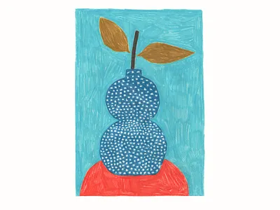 Still life blue colorful flower handmade illustration red still life