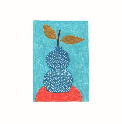 Still life blue colorful flower handmade illustration red still life