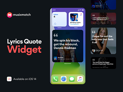 Lyrics Quote Widget 🎵 artist cover figma freebie image invites ios ios app ios14 iphone lyrics music player profile quote share widget