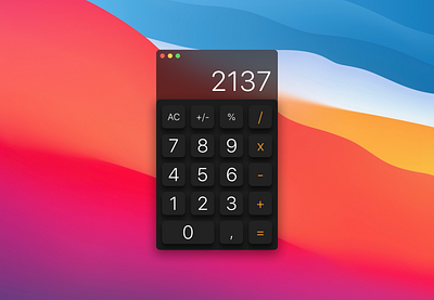 Calculator app big sur calculator dailyui dailyui 004 dark design figma osx ui