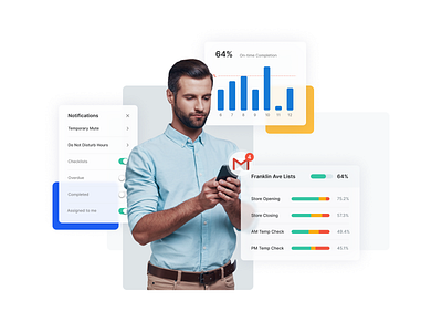 Custom Reporting Delivered to Your Inbox app charts checklist communication composition dashboad diagrams employee engagement gamification gmail homepage design infographic manager notifications report restaurants task management ui webdesign website