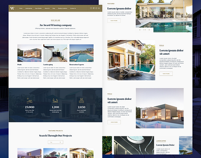 Pools and Landscaping Website Design award winning elegant landscaping landscaping website pools pools and landscaping ui design visual design website website concept website design