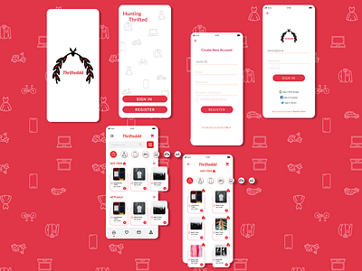 Thrifteddd grey minimalism minimalist mobile app mobile app design mobile application mobile apps mobile design mobile ui pink stuff stuffed thrift thrifted white